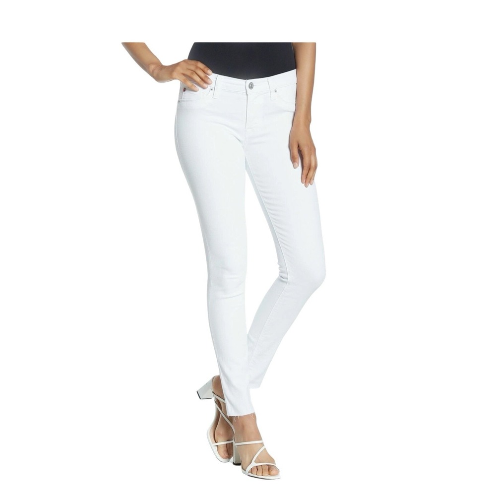 Hudson Womens NICO Mid Rise Raw Hem Super Skinny Ankle White Jeans Size 29 $189